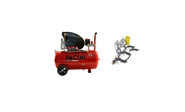 Pacini 50 Litre Compressor 2hp with 5 pce Air tool kit